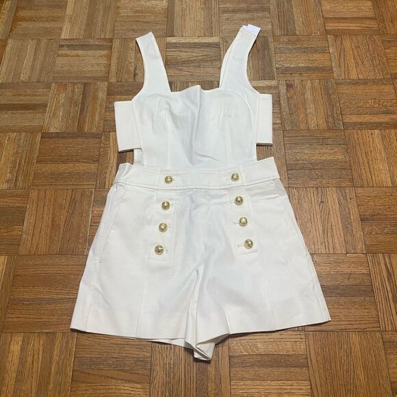 DEREK LAM 10 CROSBY
Maru Button Accent Cutout Romper In Soft White - Picture 3 of 8